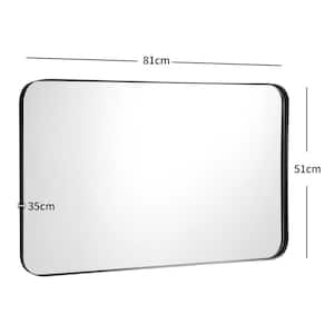 32 in. W x 20 in. H Rectangular Metal Framed Wall Bathroom Vanity Mirror in Black