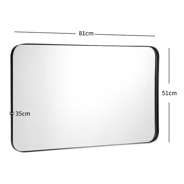 32 in. W x 20 in. H Rectangular Metal Framed Wall Bathroom Vanity Mirror in Black