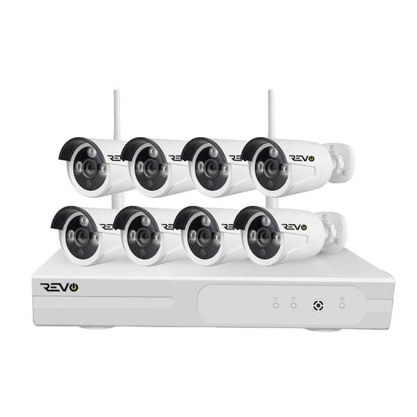 Revo Wireless HD 8-Channel 1TB NVR Smart Surveillance System with 8-Wireless 1080p Full-HD Indoor/Outdoor Bullet Cameras