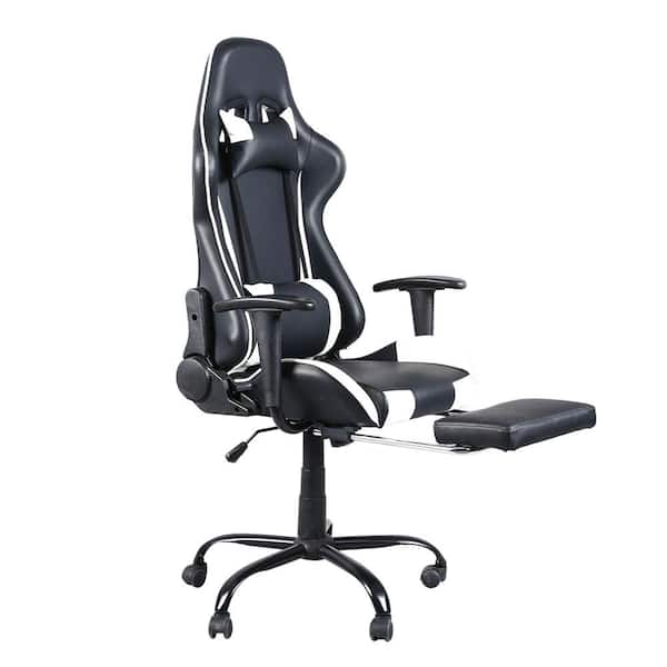 Back Racing Gaming Chair 931123567791, Black And White Leather Gaming Chair