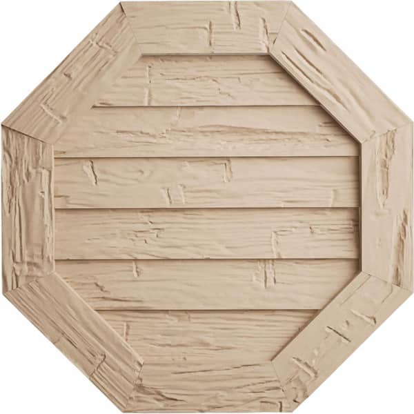 Ekena Millwork 18 in. x 18 in. Octagon Hand Hewn Polyurethane Timberthane Faux Wood Non-Functional Paintable Gable Vent