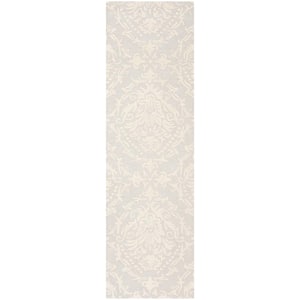 Blossom Light Gray/Ivory 2 ft. x 10 ft. Geometric Diamond Floral Runner Rug
