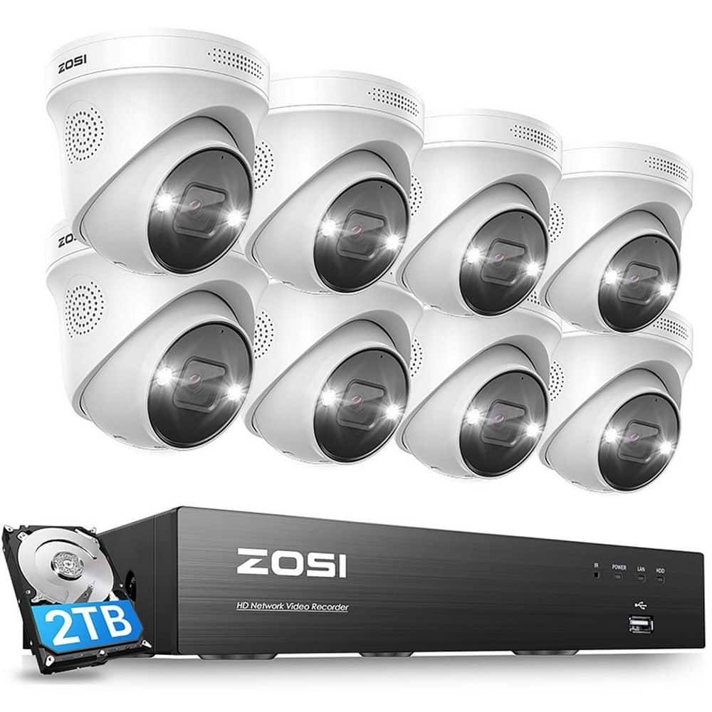 ZOSI 4MP 8CH Wireless Security Camera System Color Night Vision 2-Way Audio 2TB