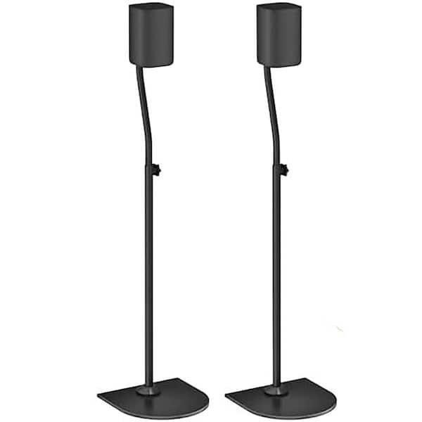 Height Adjustable Surround Sound Speaker Stands Pair Universal 33 to 42 with Wall Bracket Black 2 Pack
