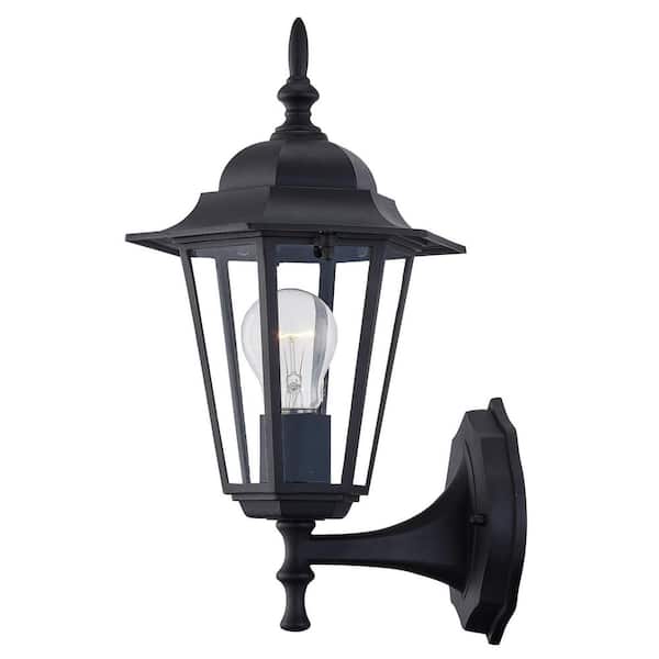 Uixe 1-Light Textured Black Outdoor Wall Lantern Sconce with Clear Glass