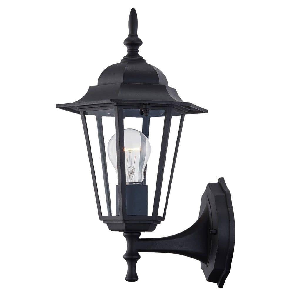 1-Light Textured Black Outdoor Wall Lantern Sconce with Clear Glass price history on PriceWatchPro