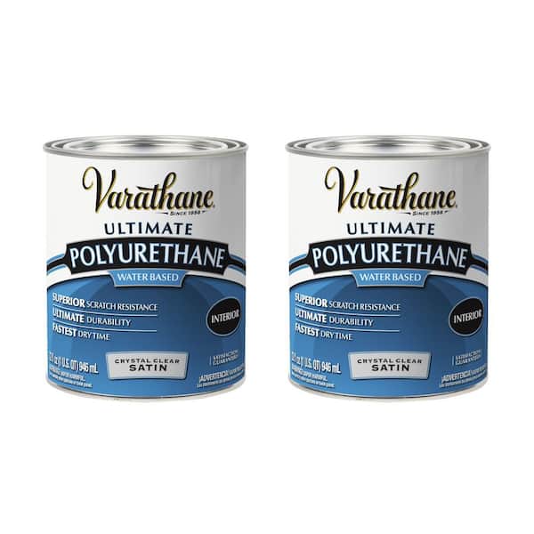 1 Quart Clear Satin Water-Based Interior Polyurethane (2-Pack)