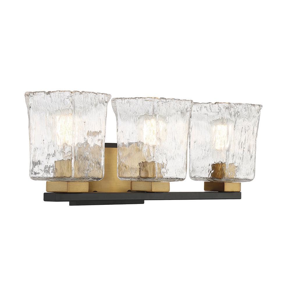 Sidney Matte Black and Brass 3-Light Bathroom Vanity