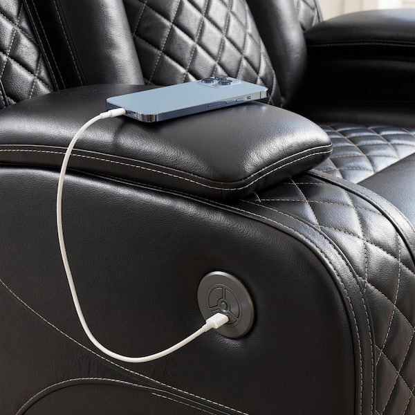 Homsee 85 in. Wide Pillow Top Arm Faux Leather Rectangle Reclining