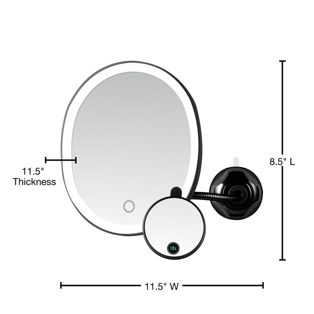 Antique Black Oval LED Wall Mounted Magnifying Mirror