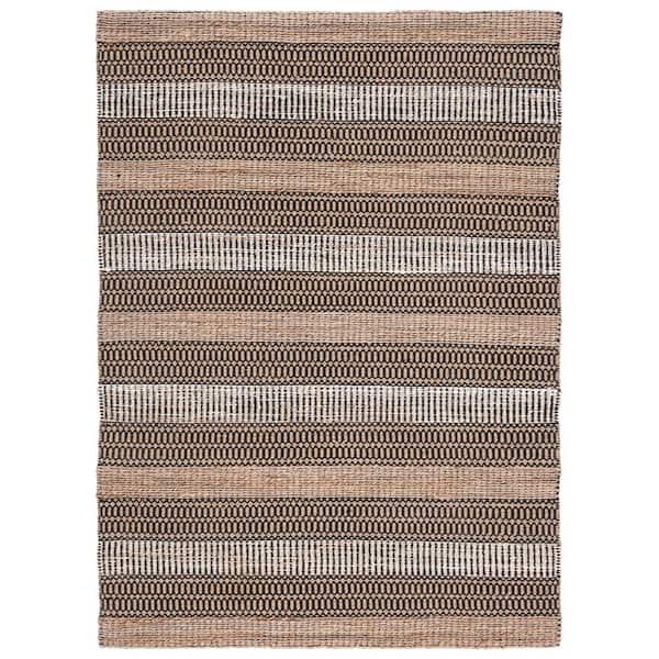 SAFAVIEH Natural Fiber Black/Beige 6 ft. x 9 ft. Striped Woven Area Rug