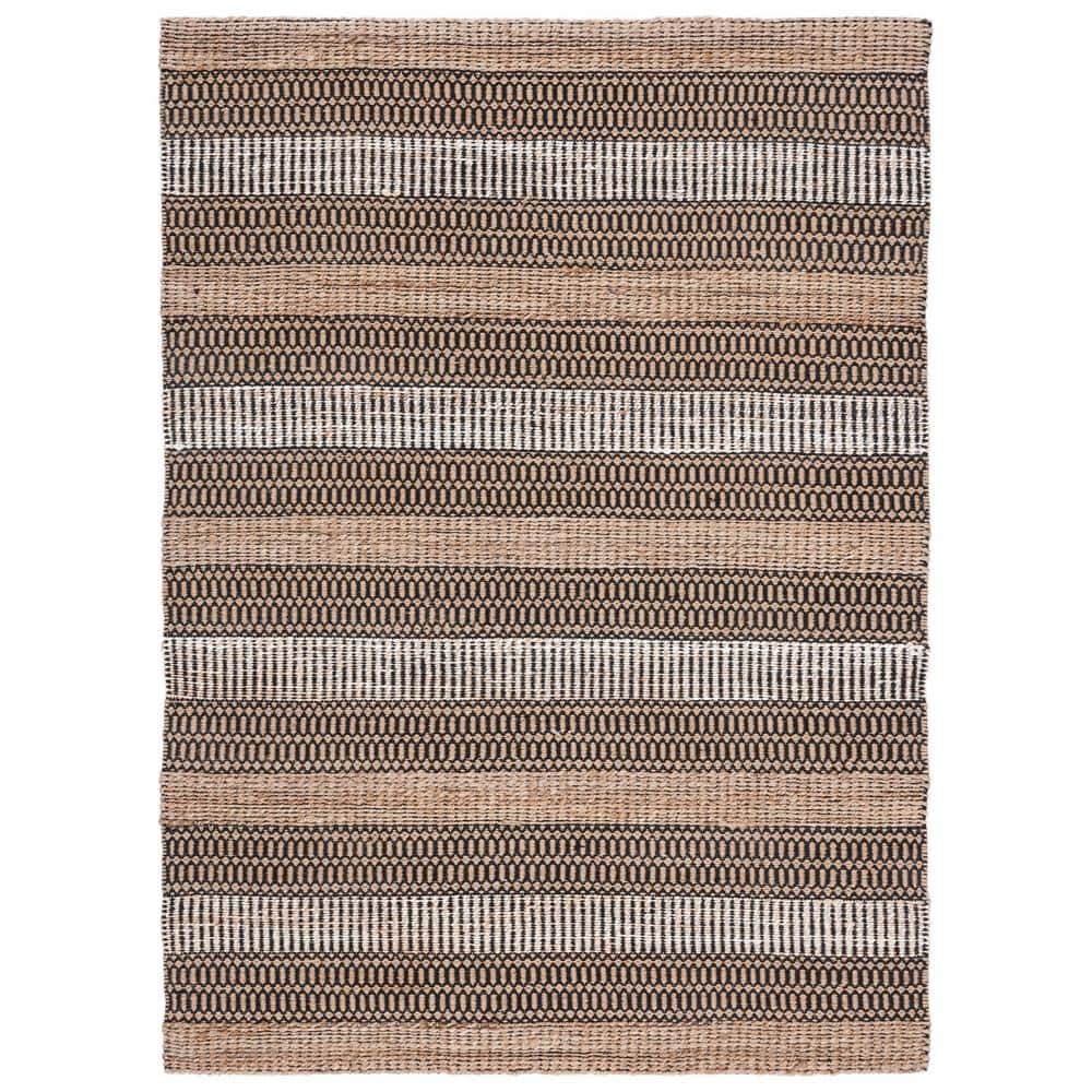 Natural Fiber Black/Beige 9 ft. x 12 ft. Striped Woven Area Rug price history on PriceWatchPro