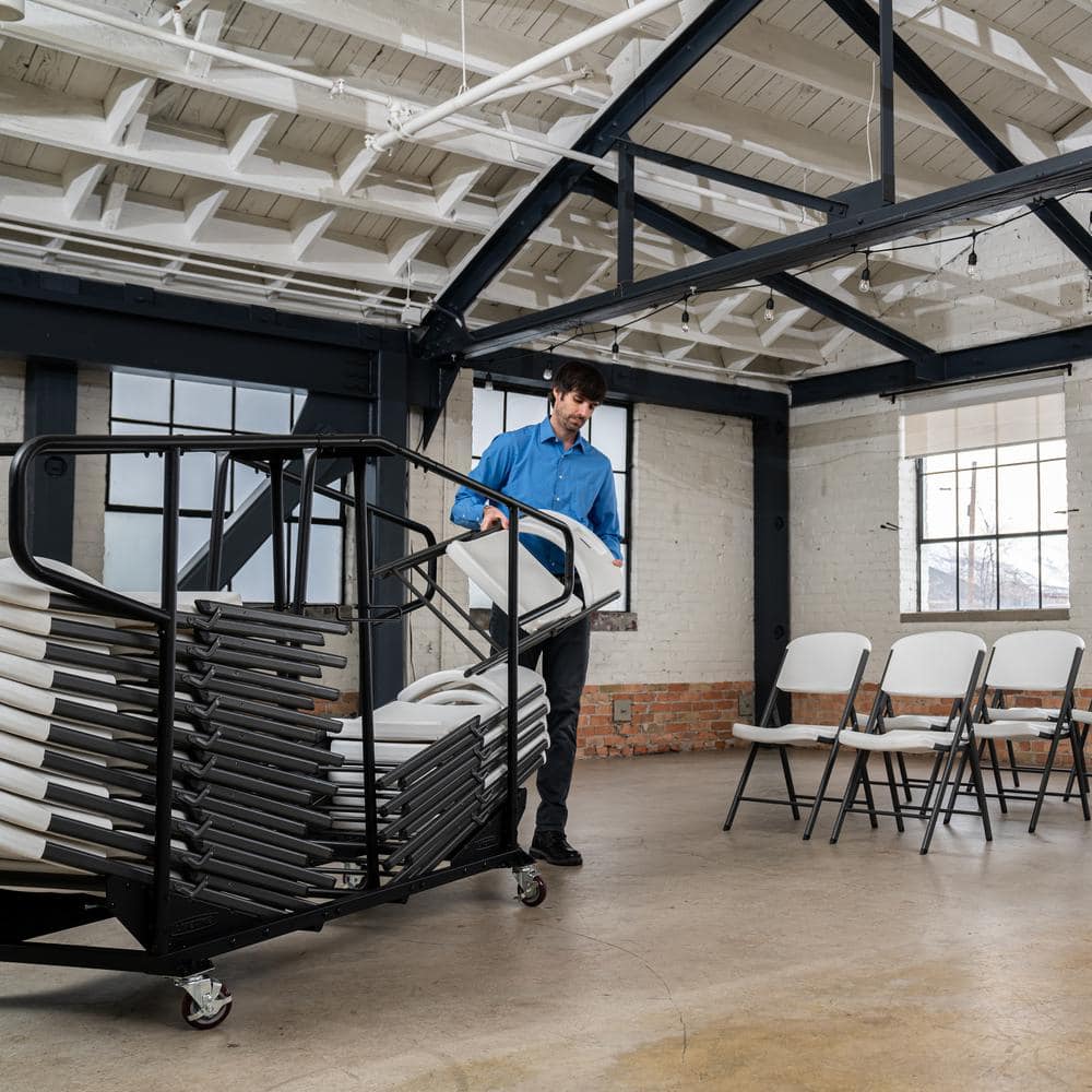 Black Steel Folding Chair Utility Cart for 34 Chairs