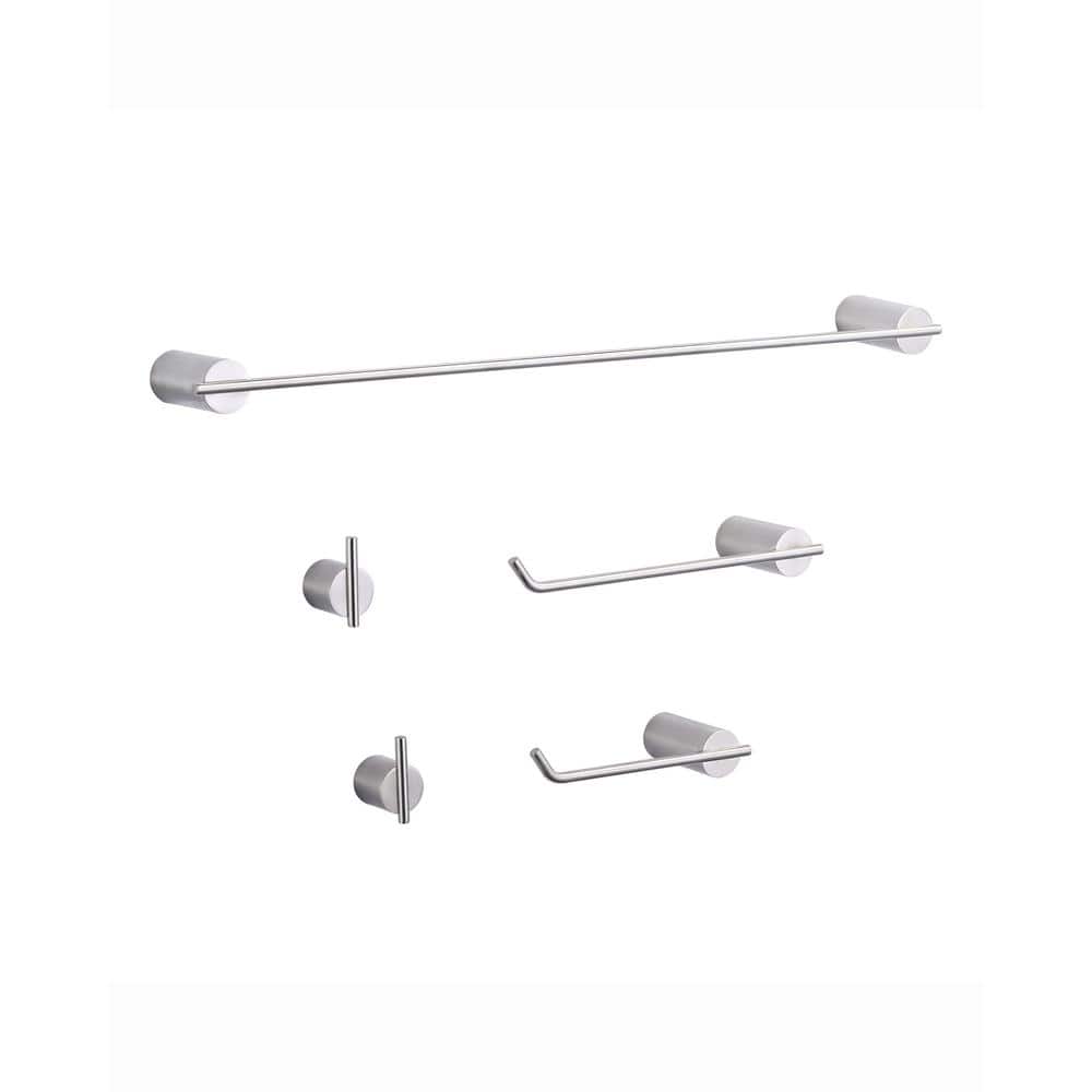 Brushed Nickel 5-Piece Stainless Steel Bathroom Hardware Set