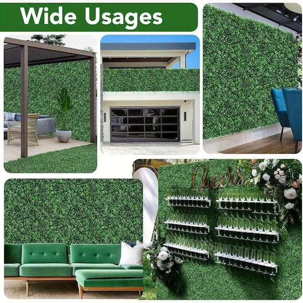 24-Piece Boxwood Wall Panels-24" x 16" Artificial Grass Hedge Panel suitable for Privacy Fence, Garden & Indoor Decor