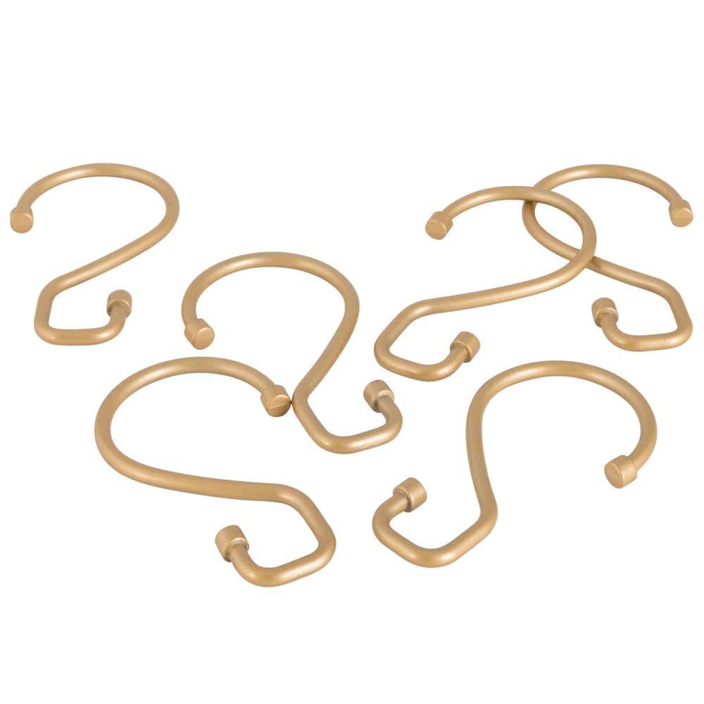 Satin Gold Metal S-Hook Shower Curtain Rings, 12 Pack