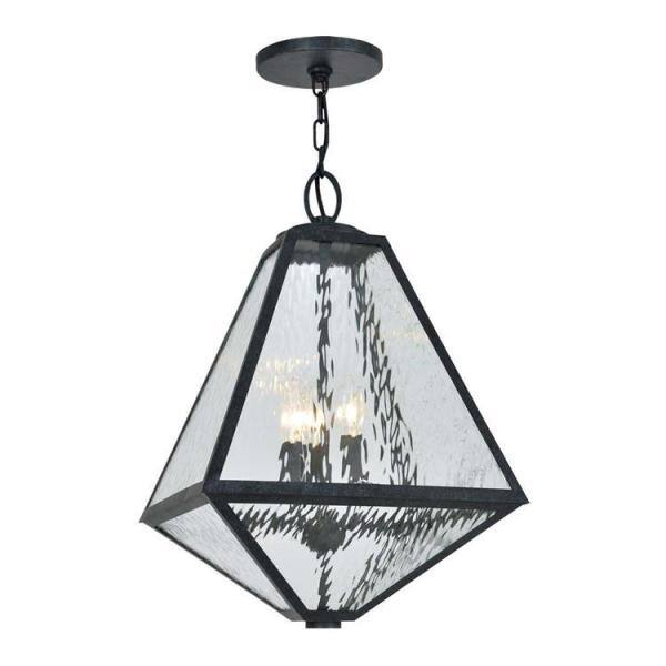 Black Charcoal Outdoor Chandelier with White Glass Panels