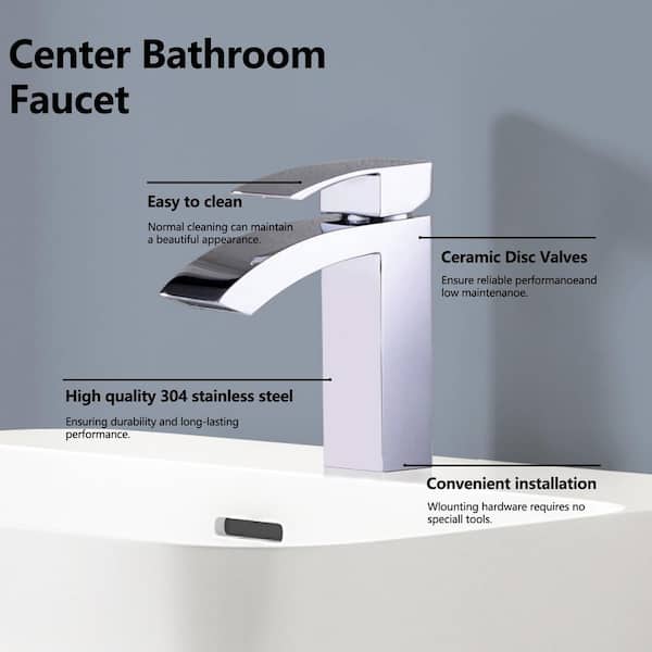 Modern Luxurious Single Handle Single Hole Bathroom Sink Faucet Bathroom Faucet with Handle in Chrome