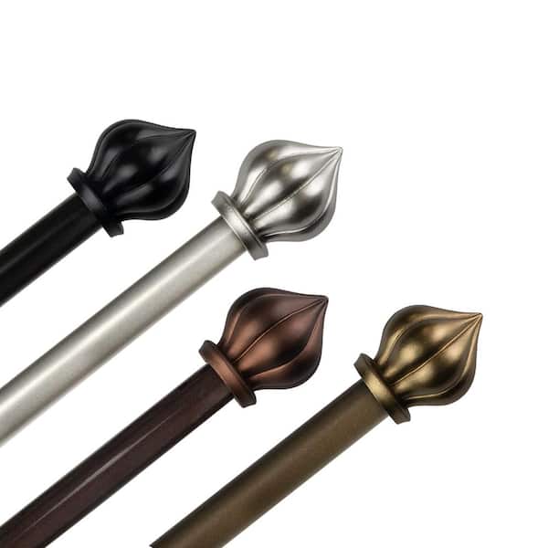 EMOH 5/8" Dia Adjustable 28-48" Single Curtain Rod in Cocoa with Pierson Finials
