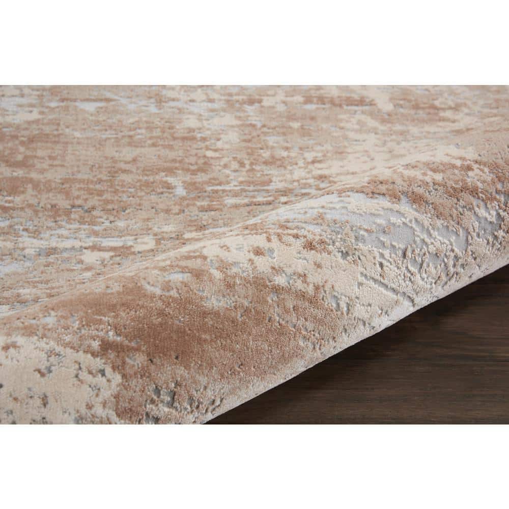 Abstract Textured Modern Beige 9'3" x 12'9" Synthetic Area Rug