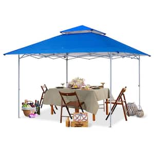 13 ft. x 13 ft. Blue Pop-Up Canopy Tent Outdoor Gazebo Double Roof with Eaves