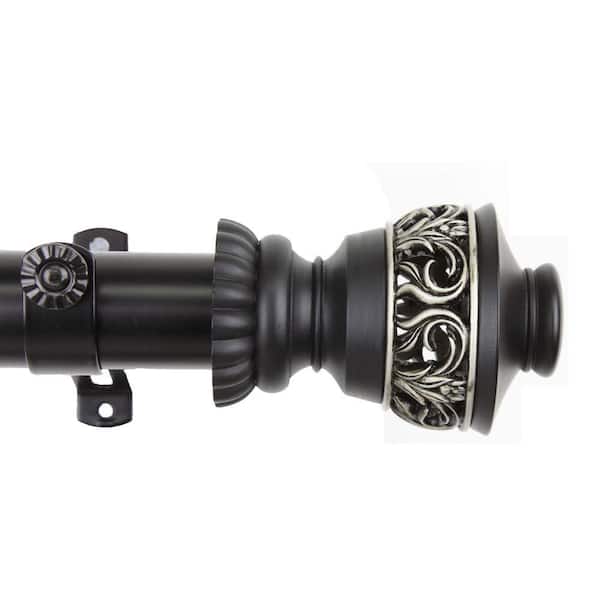 Unbranded 115 in. - 165 in. 1.5 in. O.D. Lattice Single Curtain Rod Set in Black