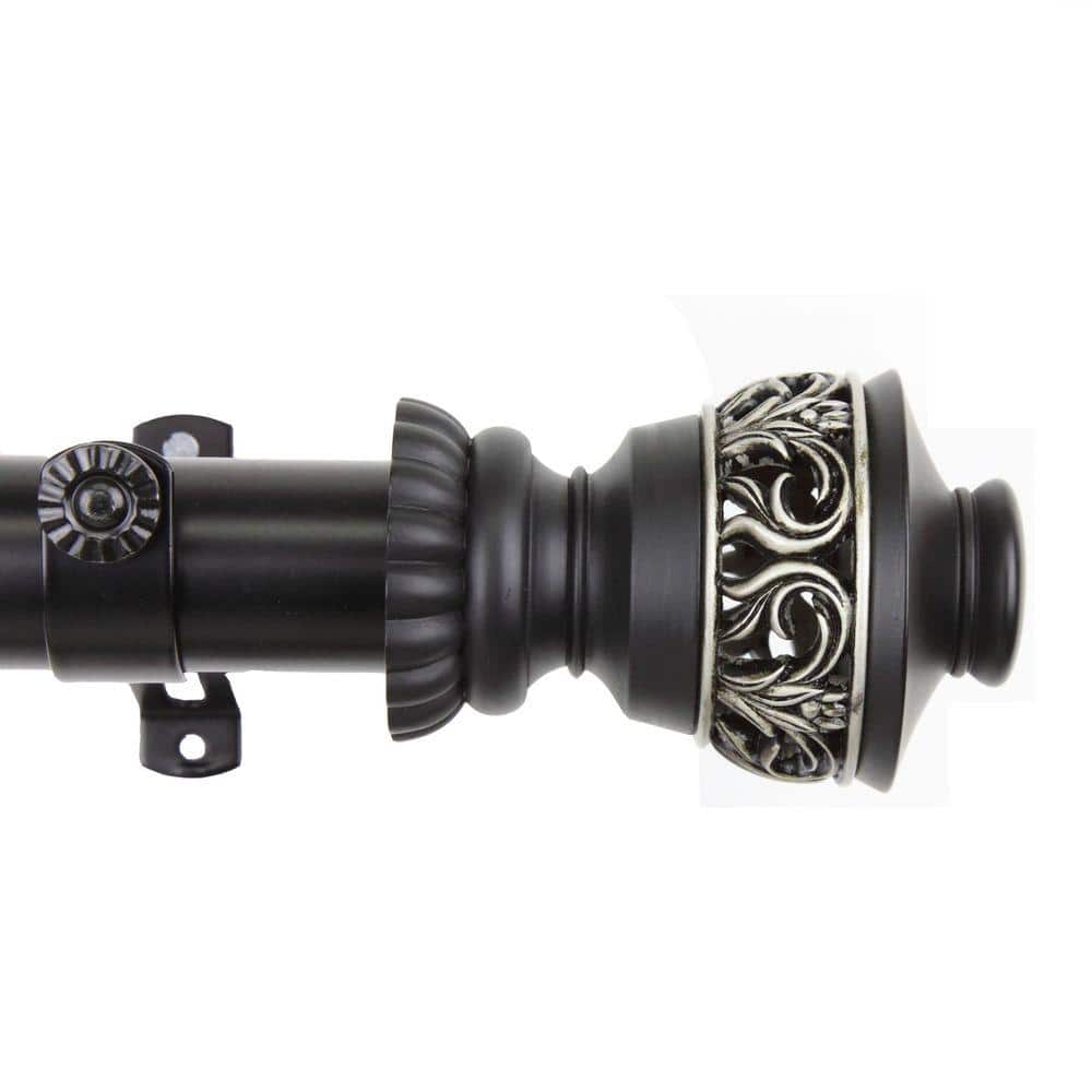 28 in. - 48 in. 1.5 in. O.D. Lattice Single Curtain Rod Set in Black