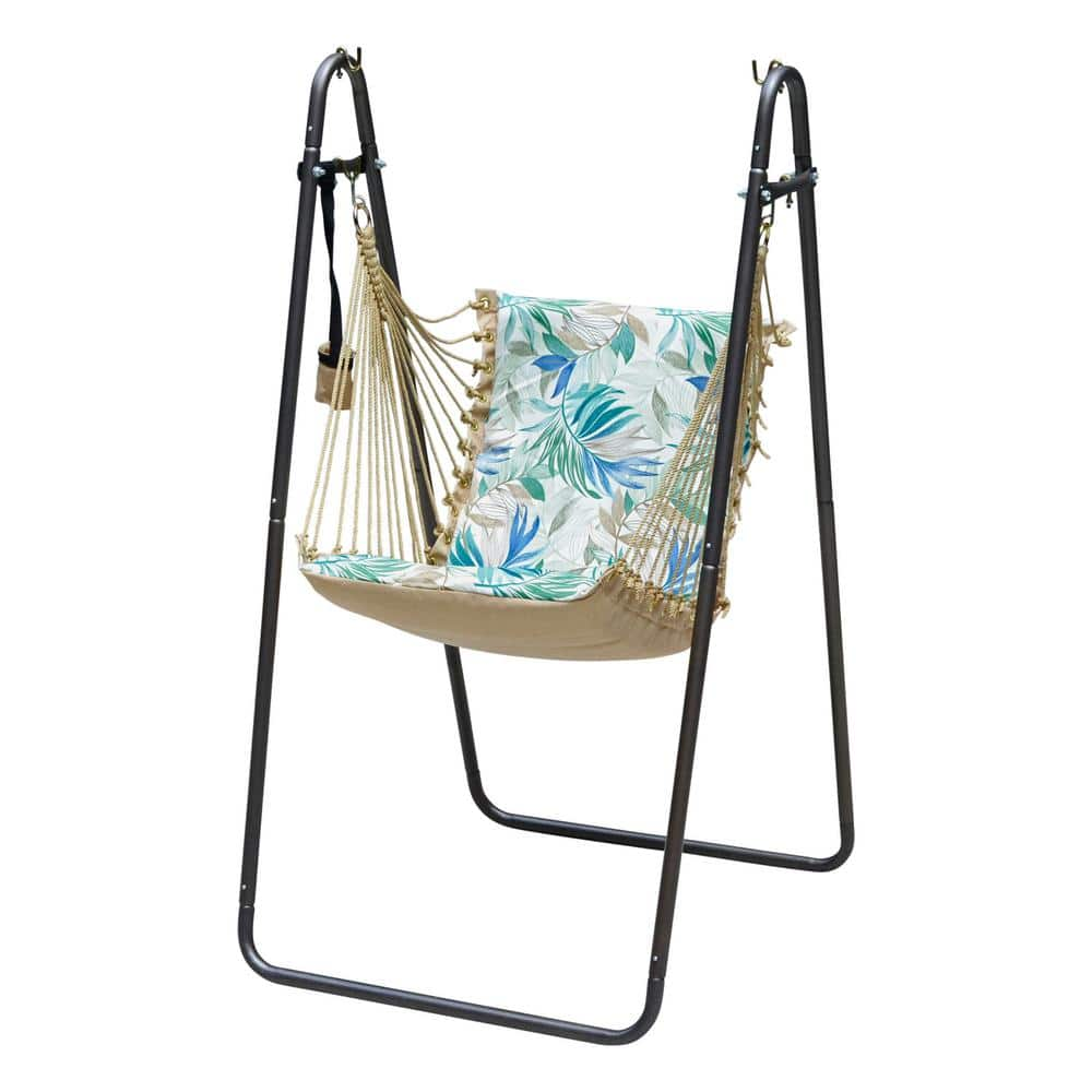 Algoma Soft Comfort Hammock Swing Chair with Stand Blue Floral 1525208209BR The Home Depot