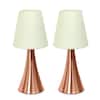 Simple Designs 11.42 in. Mini Touch Table Lamp Set with Fabric Shades ...