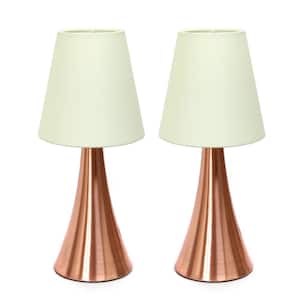 11.42 in. Mini Touch Table Lamp Set with Fabric Shades (2-Pack)