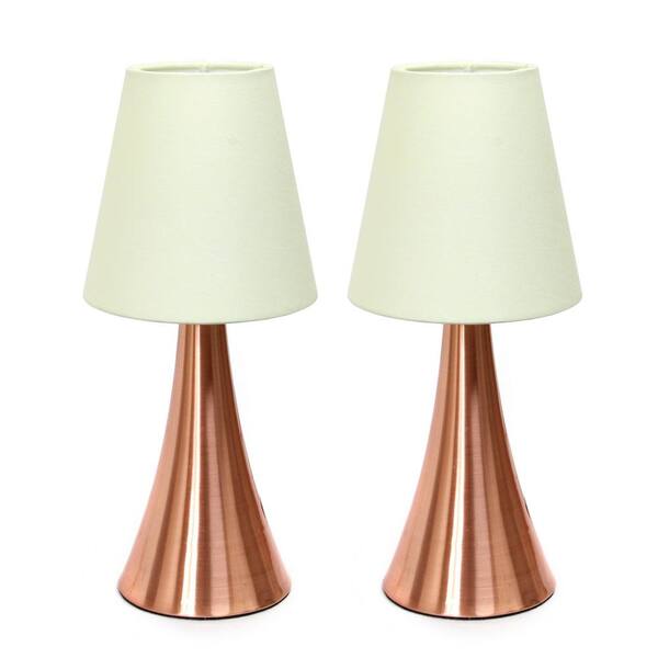 Simple Designs 11.42 in. Mini Touch Table Lamp Set with Fabric Shades (2-Pack)