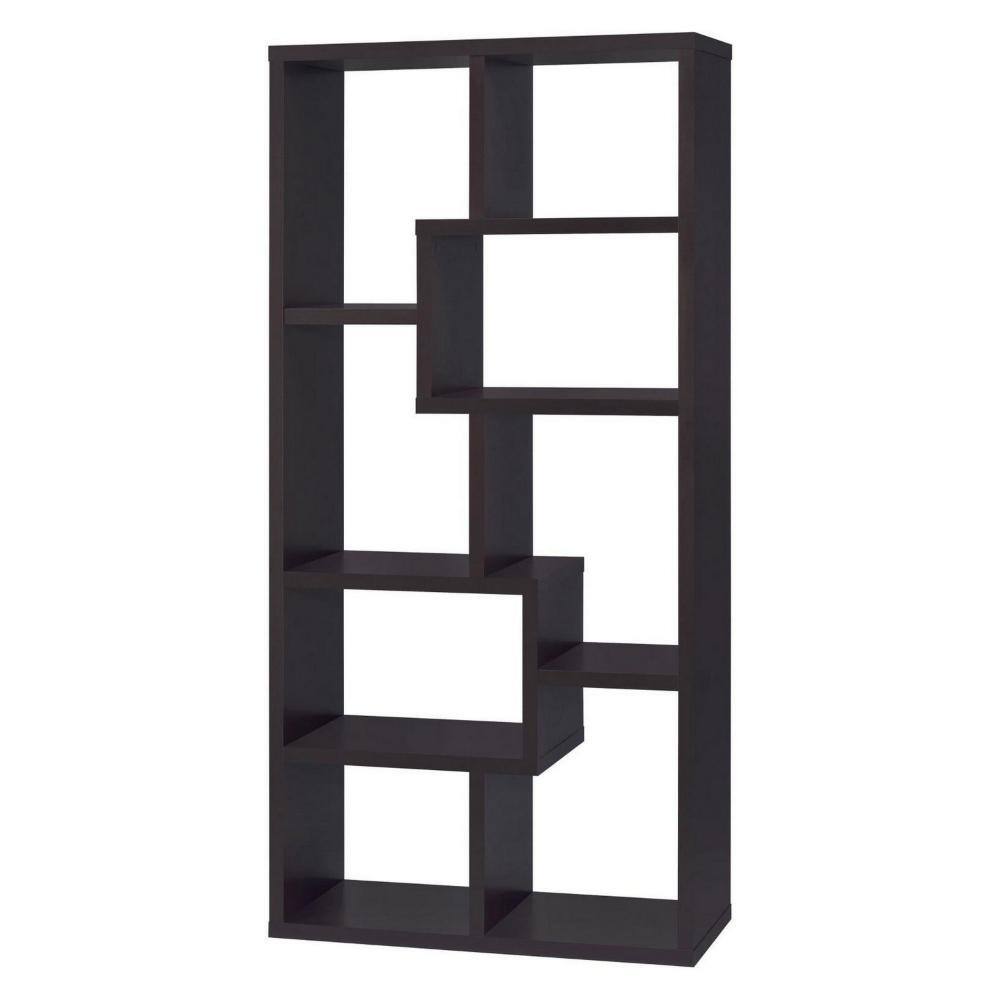 Cappuccino Brown Asymmetrical Cube Wood Bookcase