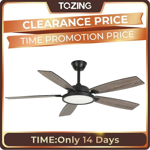 TOZING 52 in. Indoor Modern Black Low Profile Propeller Flush