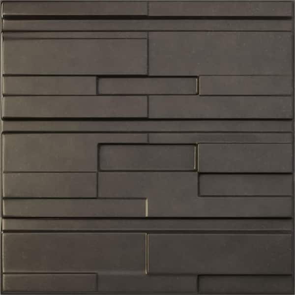 Ekena Millwork 19 5/8 in. x 19 5/8 in. Offset Brick EnduraWall Decorative 3D Wall Panel, Weathered Steel (12-Pack for 32.04 Sq. Ft.)