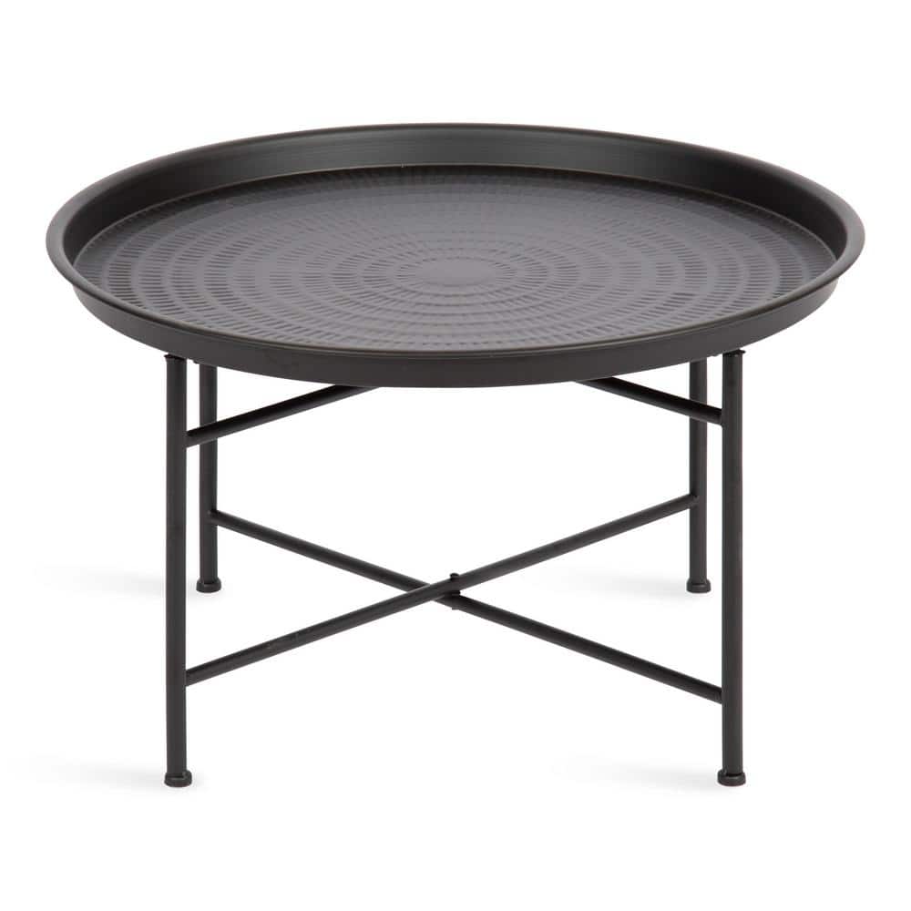 Mahdavi 28'' Round Black Metal Foldable Coffee Table