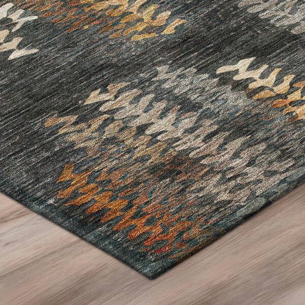 Chantille Machine Washable Indoor/Outdoor Abstract ACN2892 Charcoal 2 ft. x 7 ft. Runner Rug
