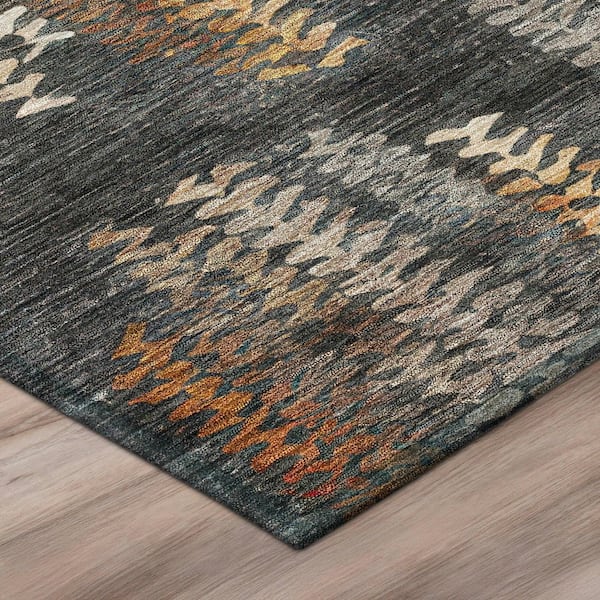 Chantille Machine Washable Indoor/Outdoor Abstract ACN2892 Charcoal 8 ft. x 10 ft. Area Rug