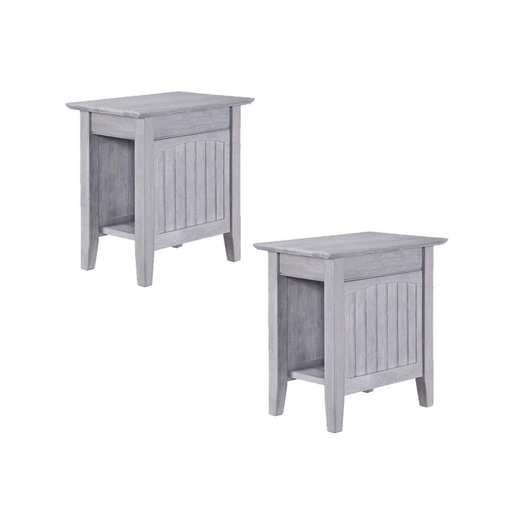 AFI Nantucket 14 in. Wide Driftwood Gray Rectangle Solid Hardwood Side Table Set of 2 AH33308