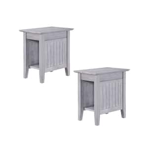 Nantucket 14 in. Wide Driftwood Gray Rectangle Solid Hardwood Side Table Set of 2