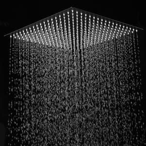 1-Spray Patterns 16 in. Single Wall Mount & Ceiling Mount Square Rain Fixed Shower Head in Matte Black