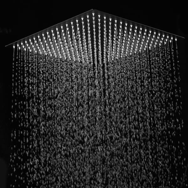 1-Spray Patterns 16 in. Single Wall Mount & Ceiling Mount Square Rain Fixed Shower Head in Matte Black