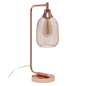 19 in. Rose Gold Mesh Wire Desk Lamp
