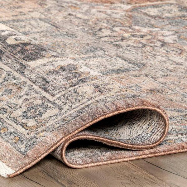 nuLOOM Faded Medallion Fringe Rust 5 ft. x 8 ft. Traditional