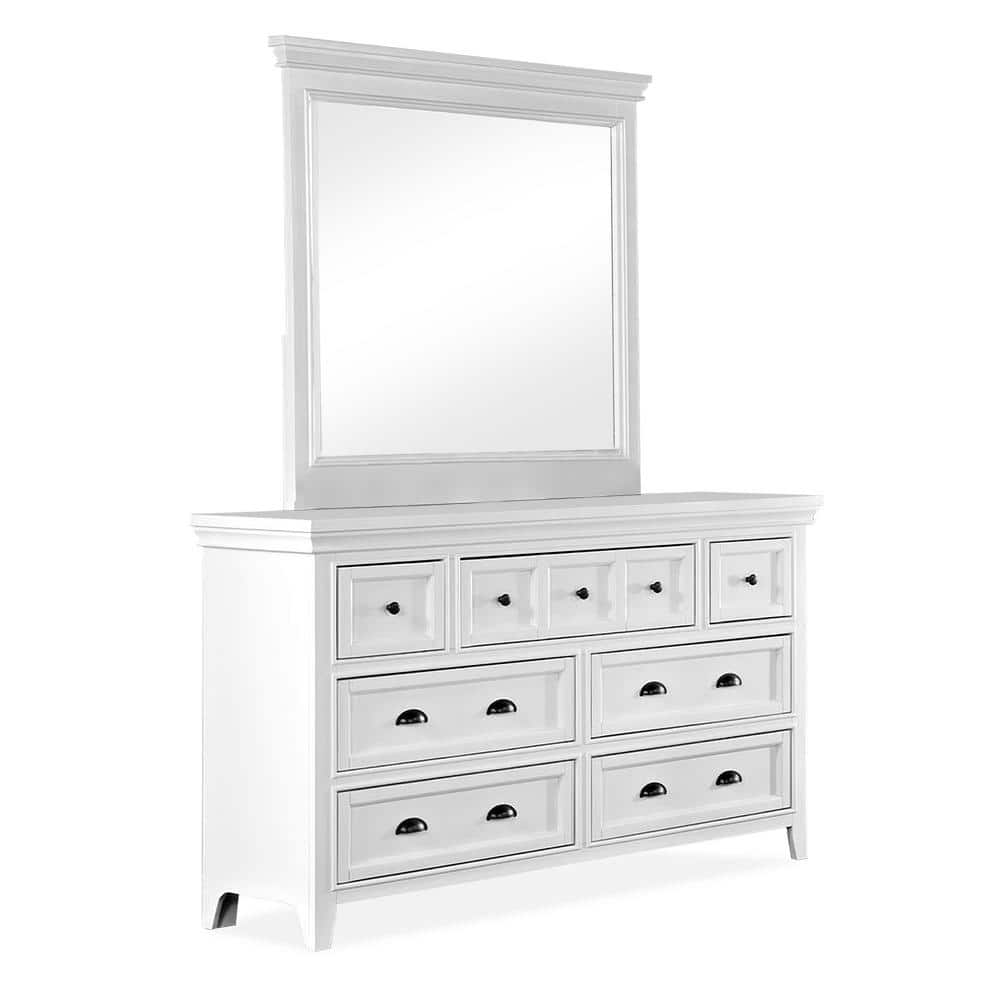 Ranchero White 7-Drawer 56 in. Wide Dresser with Mirror -  Furniture of America, IDF-7413WH-DM