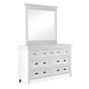 Ranchero White 7-Drawer 56 in. Wide Dresser with Mirror