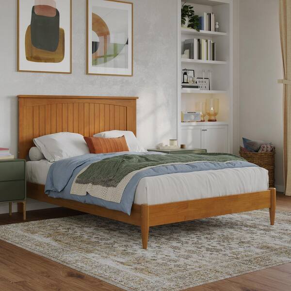 AFI Naples Light Toffee Natural Bronze Solid Wood Frame Full Low Profile Platform Bed