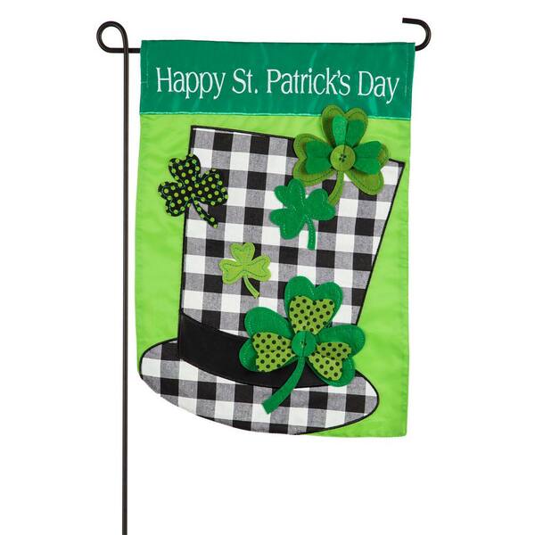 Evergreen 1 ft. x 1-1/2 ft. Plaid St. Patrick's Day Hat Garden Applique Flag