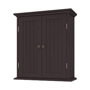 21.1 in. W x 8.8 in. D x 24 in. H Over the Toilet Bathroom Storage Wall Cabinet with Adjustable Shelves in Espresso