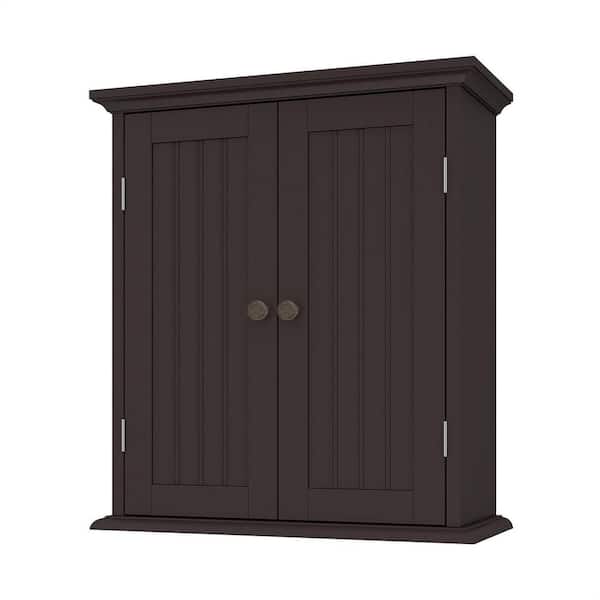 21.1 in. W x 8.8 in. D x 24 in. H Over the Toilet Bathroom Storage Wall Cabinet with Adjustable Shelves in Espresso