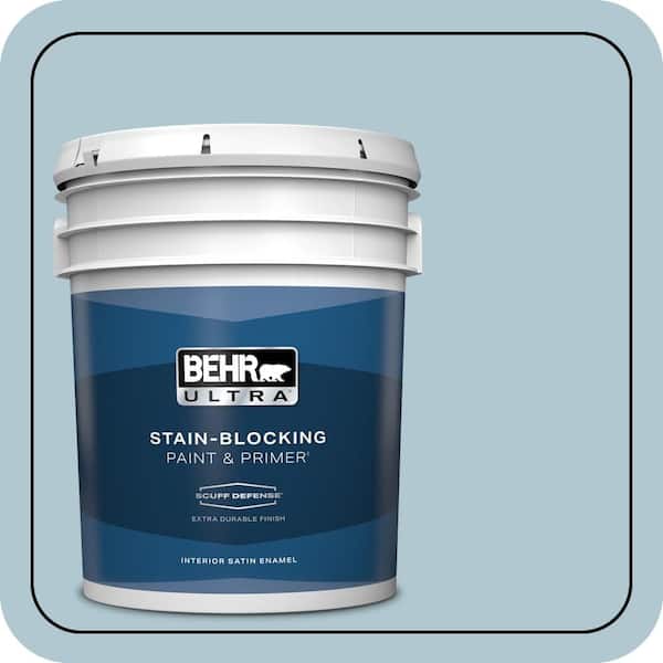 BEHR ULTRA 5 gal. #T15-8 Elusive Blue Extra Durable Satin Enamel Interior Paint & Primer